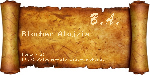 Blocher Alojzia névjegykártya
